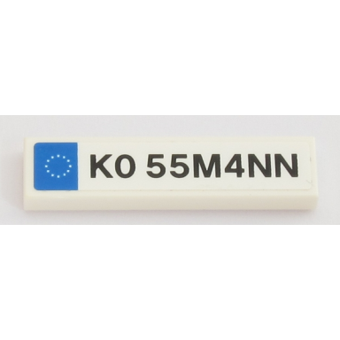 white tile 1 x 4 with k0 55m4nn pattern sticker - set 42043