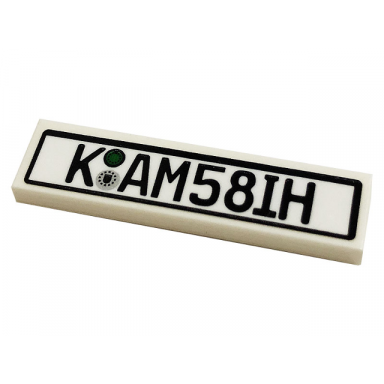 white tile 1 x 4 with k am58ih with safety inspection decal pattern sticker - set 10265