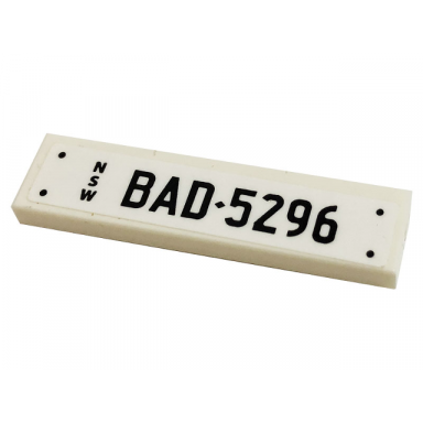 white tile 1 x 4 with nsw and bad-5296 pattern sticker - set 10265