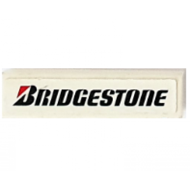 white tile 1 x 4 with bridgestone pattern sticker - set 8155