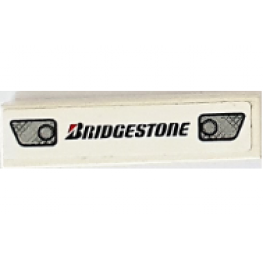 white tile 1 x 4 with headlights and bridgestone pattern sticker - set 8155
