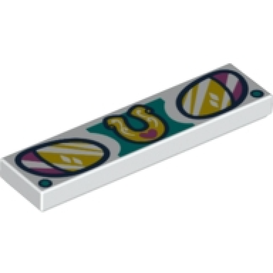 white tile 1 x 4 with headlights and horseshoe pattern