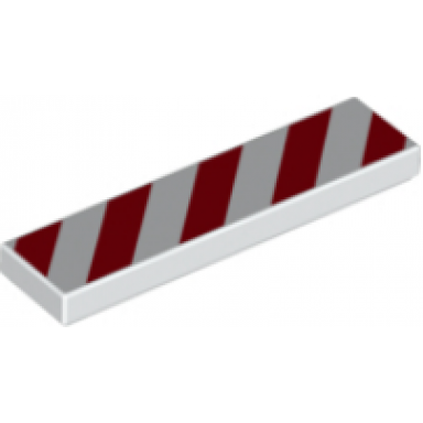 white tile 1 x 4 with red and white danger stripes white corners pattern