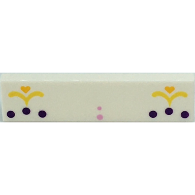 white tile 1 x 4 with hearts flowers and bright pink and dark purple dots pattern brickheadz la catrina forehead