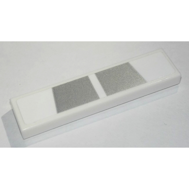 white tile 1 x 4 with 2 silver trapezoids pattern sticker - set 76900