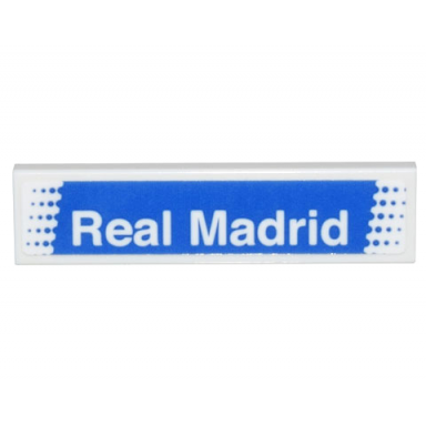 white tile 1 x 4 with white real madrid on blue background pattern sticker - set 10299