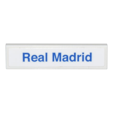 white tile 1 x 4 with blue real madrid pattern sticker - set 10299