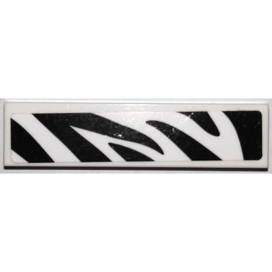 white tile 1 x 4 with black zebra stripes camouflage pattern sticker - set 60267