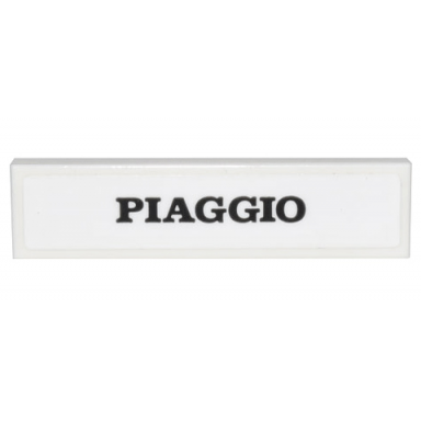 white tile 1 x 4 with black piaggio logo on white background pattern sticker - set 10298