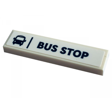 white tile 1 x 4 with dark blue bus stop pattern sticker - set 41741