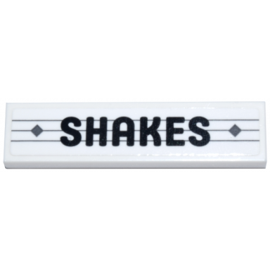 white tile 1 x 4 with black shakes over 3 dark bluish gray lines and 2 diamonds pattern sticker - set 910011