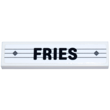 white tile 1 x 4 with black fries over 3 dark bluish gray lines and 2 diamonds pattern sticker - set 910011