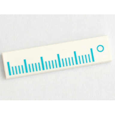 white tile 1 x 4 with medium azure ruler measuring tape pattern