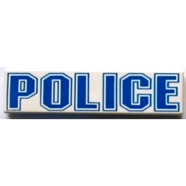 white tile 1 x 4 with police blue outline pattern