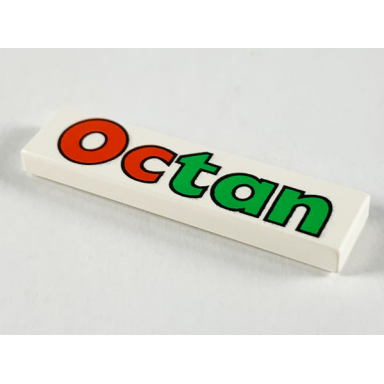 white tile 1 x 4 with octan pattern