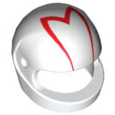 white minifigure headgear helmet motorcycle standard with red m pattern