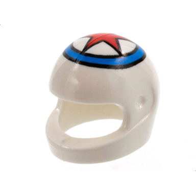 white minifigure headgear helmet motorcycle standard with red star in blue circle pattern