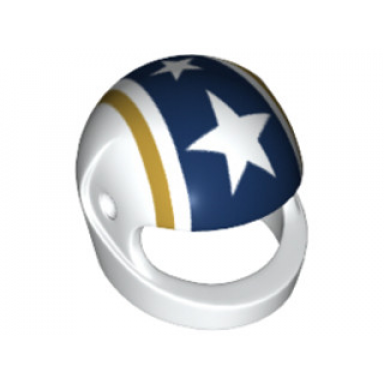 white minifigure headgear helmet motorcycle standard with gold stripes and stars on dark blue background pattern