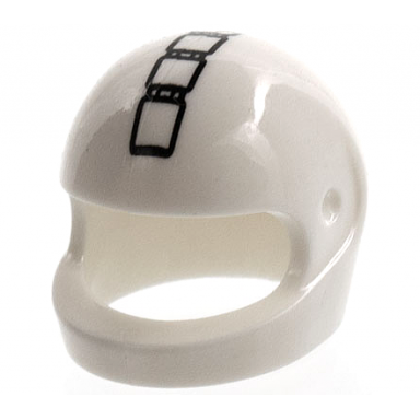 white minifigure headgear helmet motorcycle standard with 5 black rectangles pattern