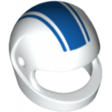 white minifigure headgear helmet motorcycle standard with 3 blue stripes pattern