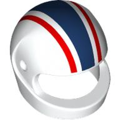 white minifigure headgear helmet motorcycle standard with dark blue thick stripe and red thin stripes pattern
