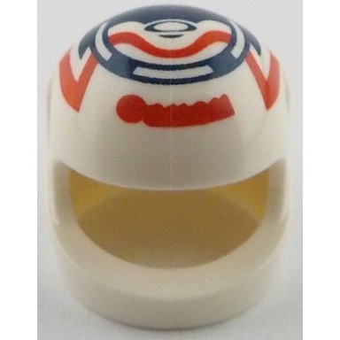white minifigure headgear helmet motorcycle standard with dark blue ring and red wavy line pattern