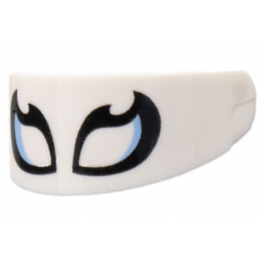 white minifigure visor standard with black outline eyes and bright light blue highlights pattern