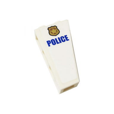 white slope inverted 75 2 x 1 x 3 with blue police and gold police badge pattern model left side sticker - set 60141