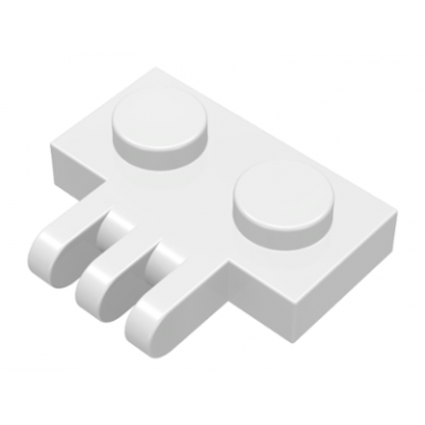 white hinge plate 1 x 2 with 3 fingers on side