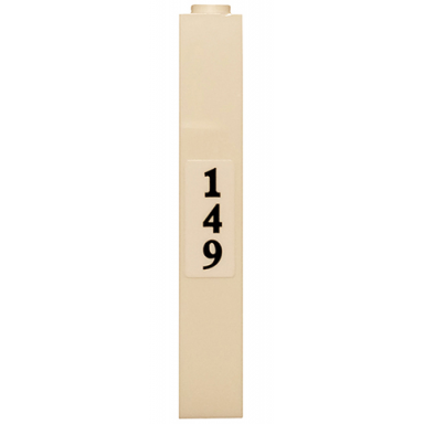 white brick 1 x 1 x 5 - solid stud with black 149 on white background pattern sticker - set 75810