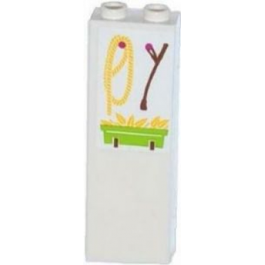 white brick 1 x 2 x 5 with rope riding crop and oats in lime trough pattern sticker - set 41039