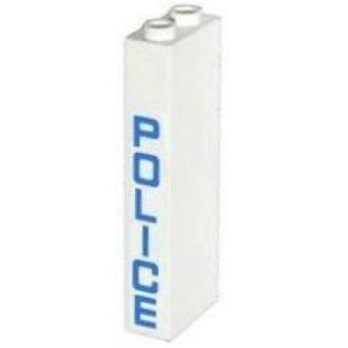 white brick 1 x 2 x 5 with blue police vertical pattern on side sticker - set 60044