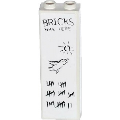 white brick 1 x 2 x 5 with bricks was here sun bird and tally marks pattern sticker - set 60047