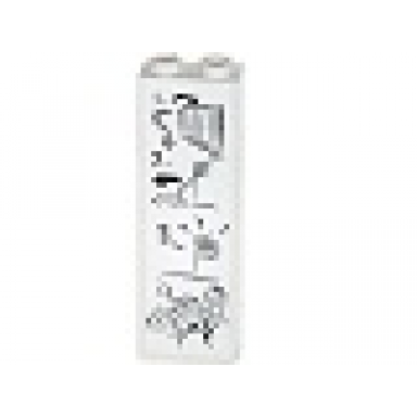 white brick 1 x 2 x 5 with prison escape plan chalk drawing pattern sticker - set 60047
