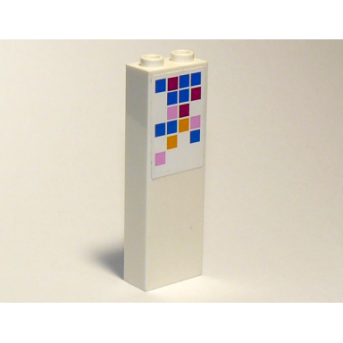 white brick 1 x 2 x 5 with multi-colored squares pattern sticker - set 41058