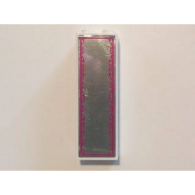 white brick 1 x 2 x 5 with mirror with magenta scroll border pattern sticker - set 41058