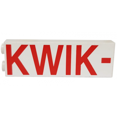white brick 1 x 2 x 5 with red kwik - pattern sticker - set 71016