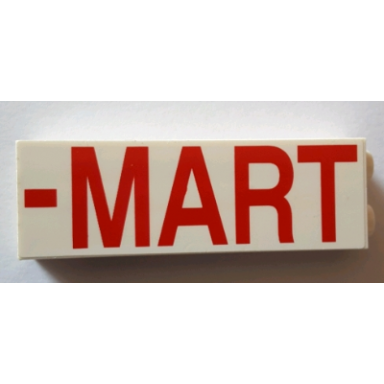 white brick 1 x 2 x 5 with red -mart pattern sticker - set 71016