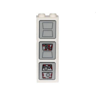 white brick 1 x 2 x 5 with sw cloud city control panels pattern sticker - set 75222