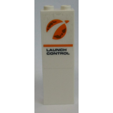 white brick 1 x 2 x 5 with orange city mars exploration logo and launch control pattern sticker - set 60228