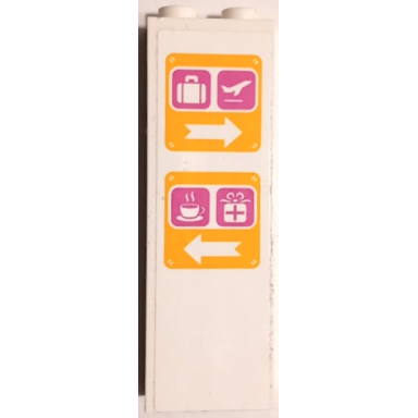 white brick 1 x 2 x 5 with arrows departure coffee and gift shop pattern sticker - set 41109