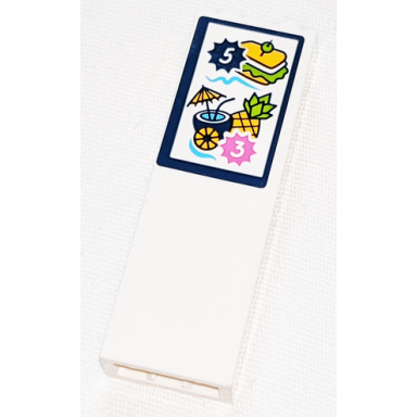 white brick 1 x 2 x 5 with number 3 and 5 sandwich cocktail and pineapple pattern sticker - set 41347