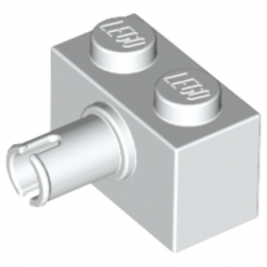 white brick modified 1 x 2 with pin