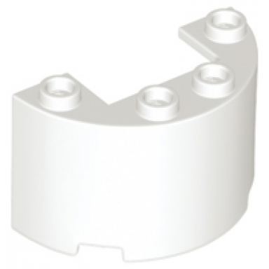 white cylinder half 2 x 4 x 2 with 1 x 2 cutout