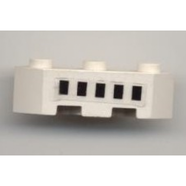 white brick modified facet 3 x 3 with ferry squares black 5 in 1 line pattern sticker - sets 1924 1955