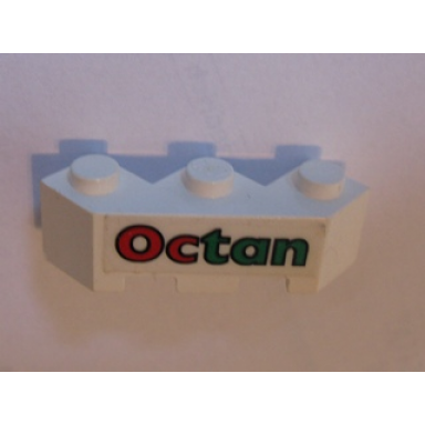 white brick modified facet 3 x 3 with octan pattern sticker - set 4537