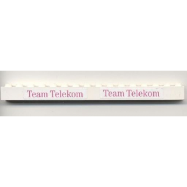 white brick 1 x 16 with team telekom pattern stickers - set 1198