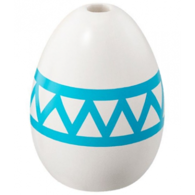 egg with small pin hole with medium azure lines and zigzag pattern