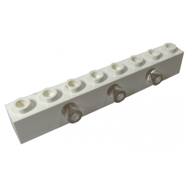 white electric light brick 1 x 8 with 3 front light prisms