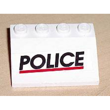 white vehicle mudguard 3 x 4 slope with police red line pattern sticker - set 6398 6625